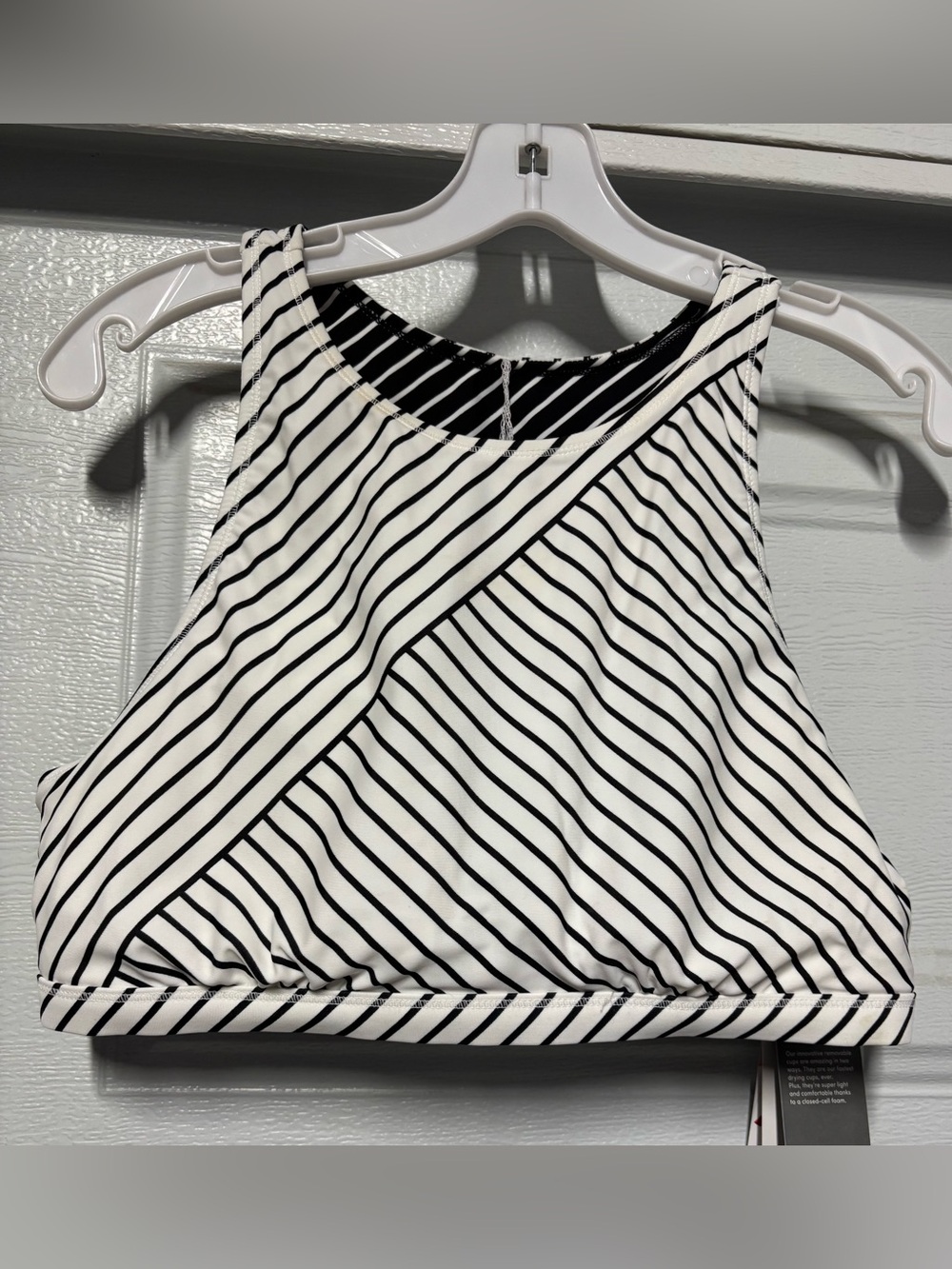 Athleta Black & White Striped High-Neck Crop Top